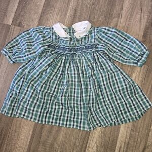 Petit Ami Green Plaid Kids Dress